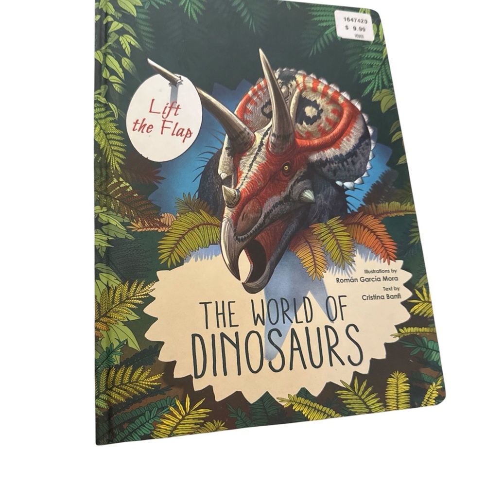 The World of Dinosaurs Board Book - Colorful Triceratops Cover lift the flap